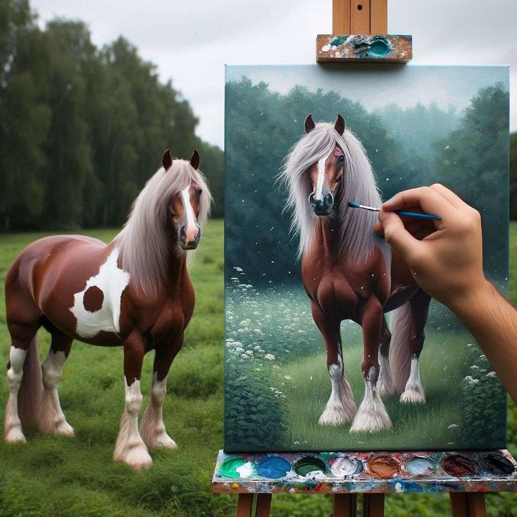 a horse, finger painting